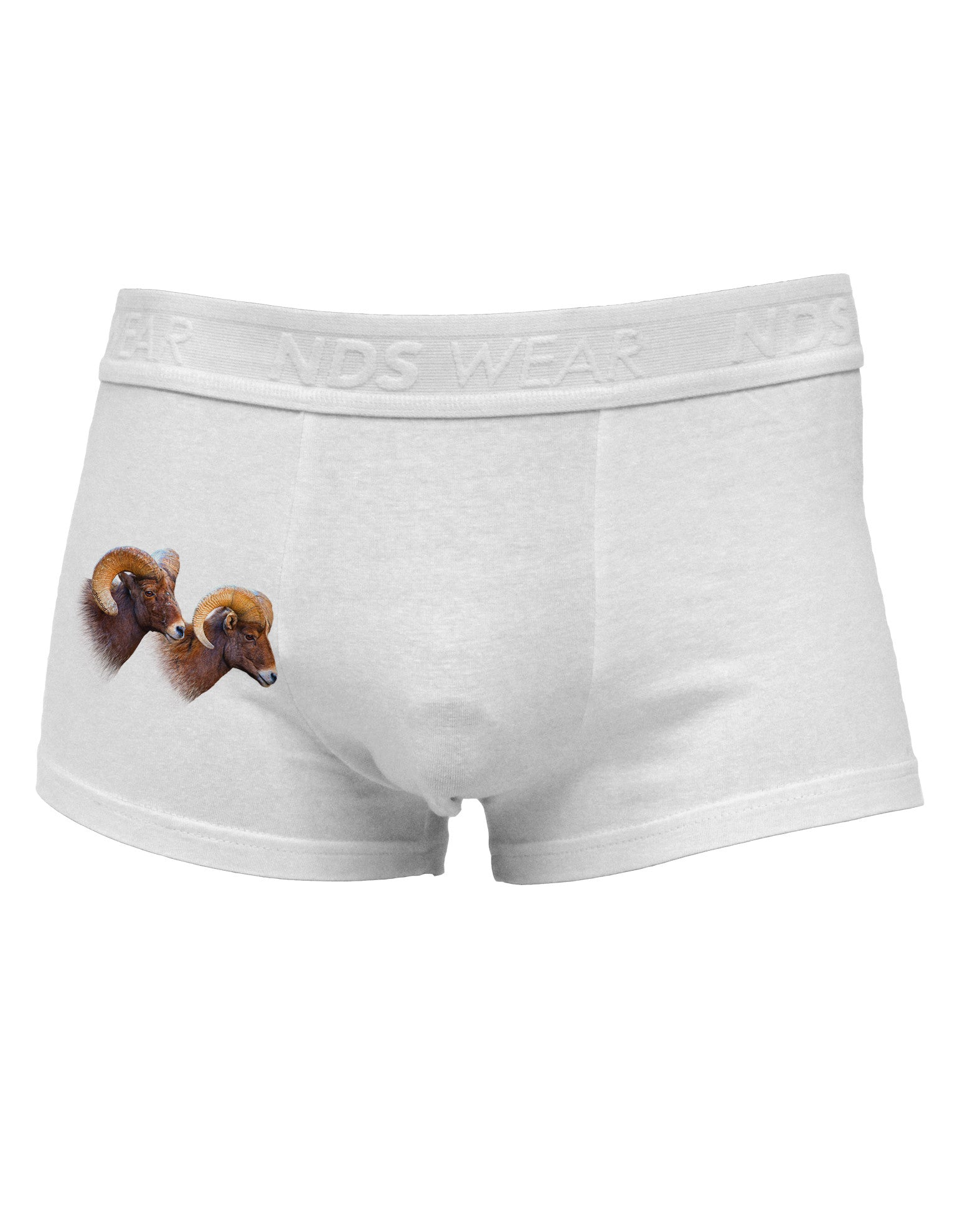Two Majestic Bighorn Rams Side Printed Mens Trunk Underwear-Mens Trunk Underwear-NDS Wear-White-Small-Davson Sales