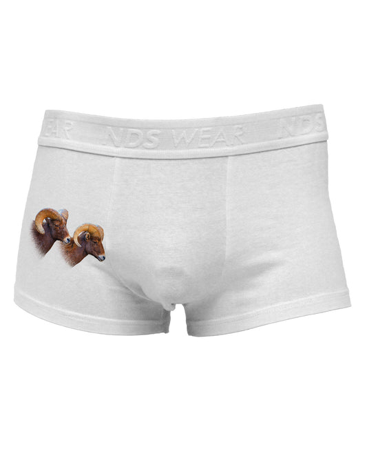 Two Majestic Bighorn Rams Side Printed Mens Trunk Underwear-Mens Trunk Underwear-NDS Wear-White-Small-Davson Sales
