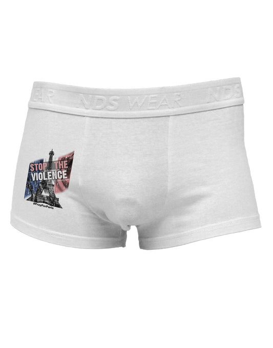 Distressed Paris Stop The Violence Side Printed Mens Trunk Underwear-Mens Trunk Underwear-NDS Wear-White-Small-Davson Sales