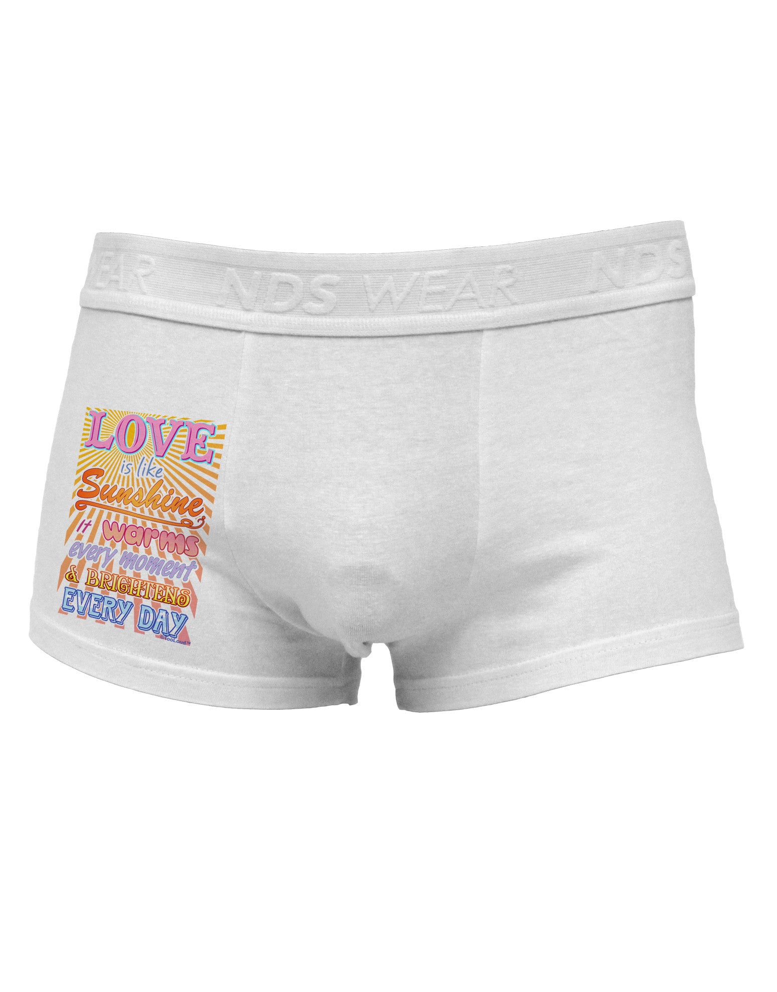 Love is like Sunshine - Sunburst Side Printed Mens Trunk Underwear-Mens Trunk Underwear-NDS Wear-White-Small-Davson Sales