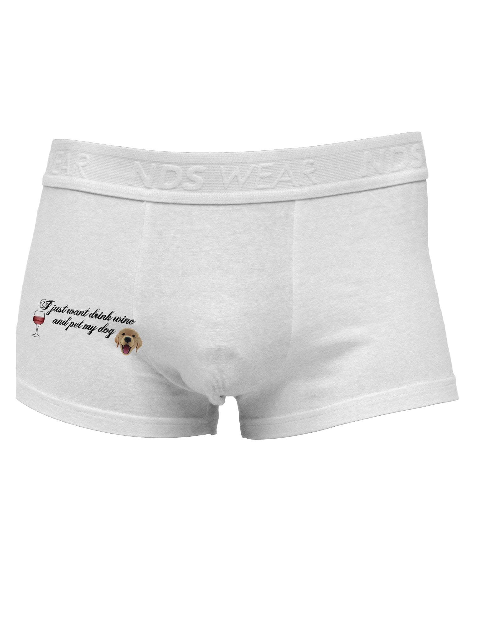 I Just Want To Drink Wine And Pet My Dog Side Printed Mens Trunk Underwear by TooLoud-Mens Trunk Underwear-NDS Wear-White-Small-Davson Sales