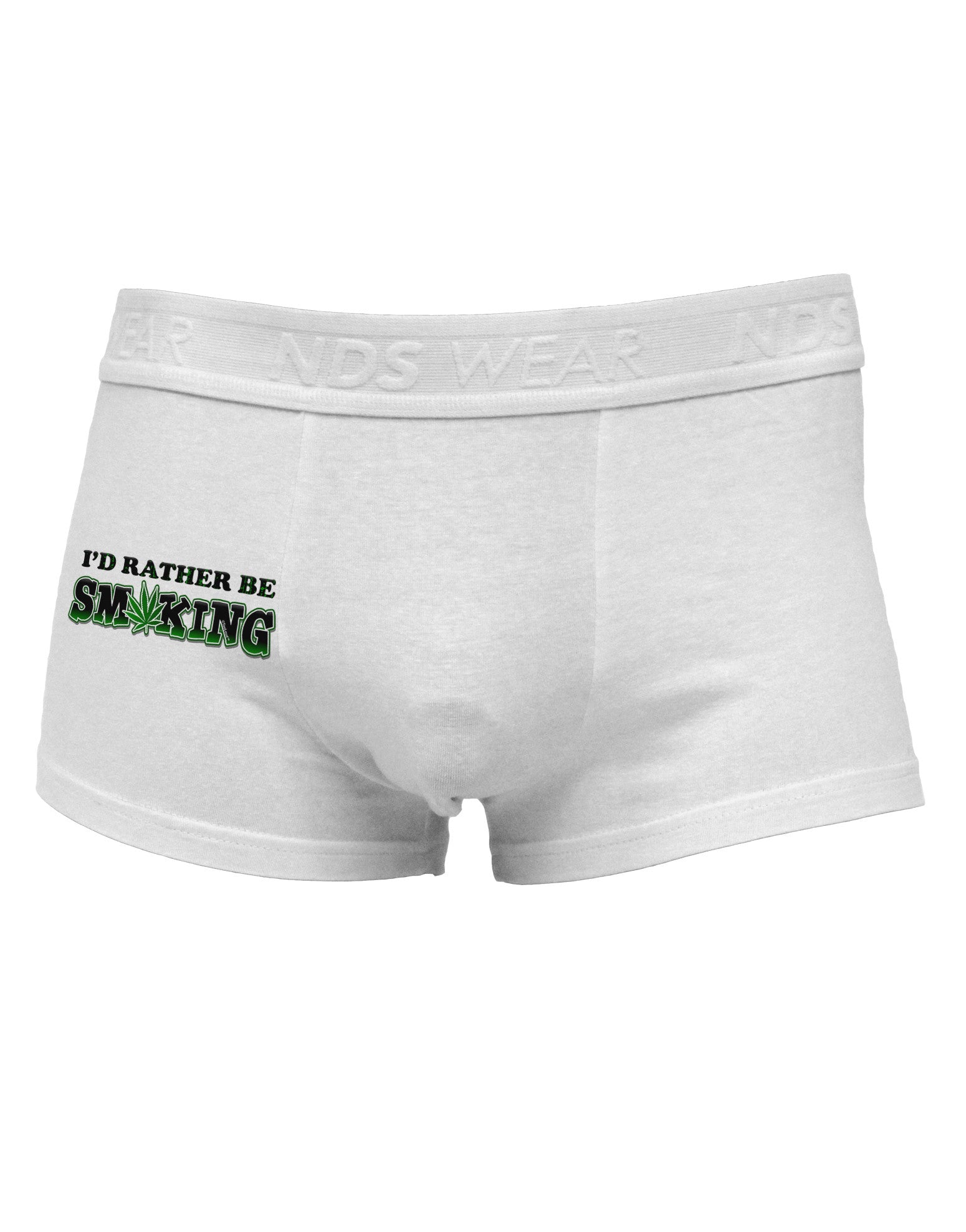 I'd Rather Be Smoking Side Printed Mens Trunk Underwear-Mens Trunk Underwear-NDS Wear-White-Small-Davson Sales