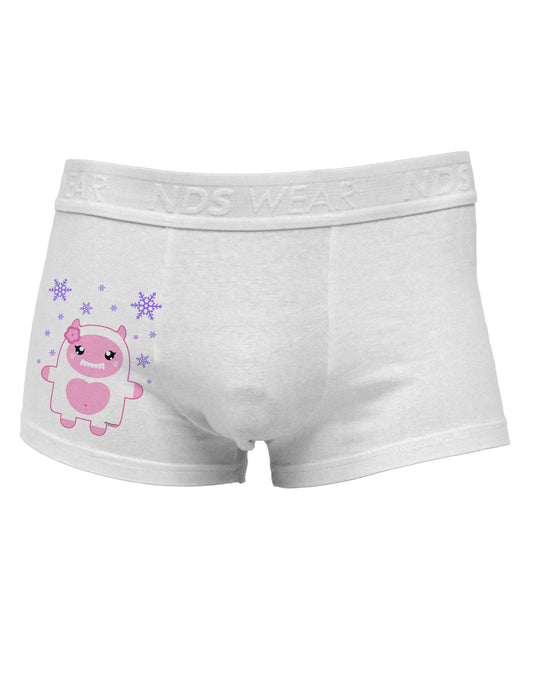 Cute Abominable Snowman Girl Yeti - Christmas Side Printed Mens Trunk Underwear-Mens Trunk Underwear-NDS Wear-White-Small-Davson Sales