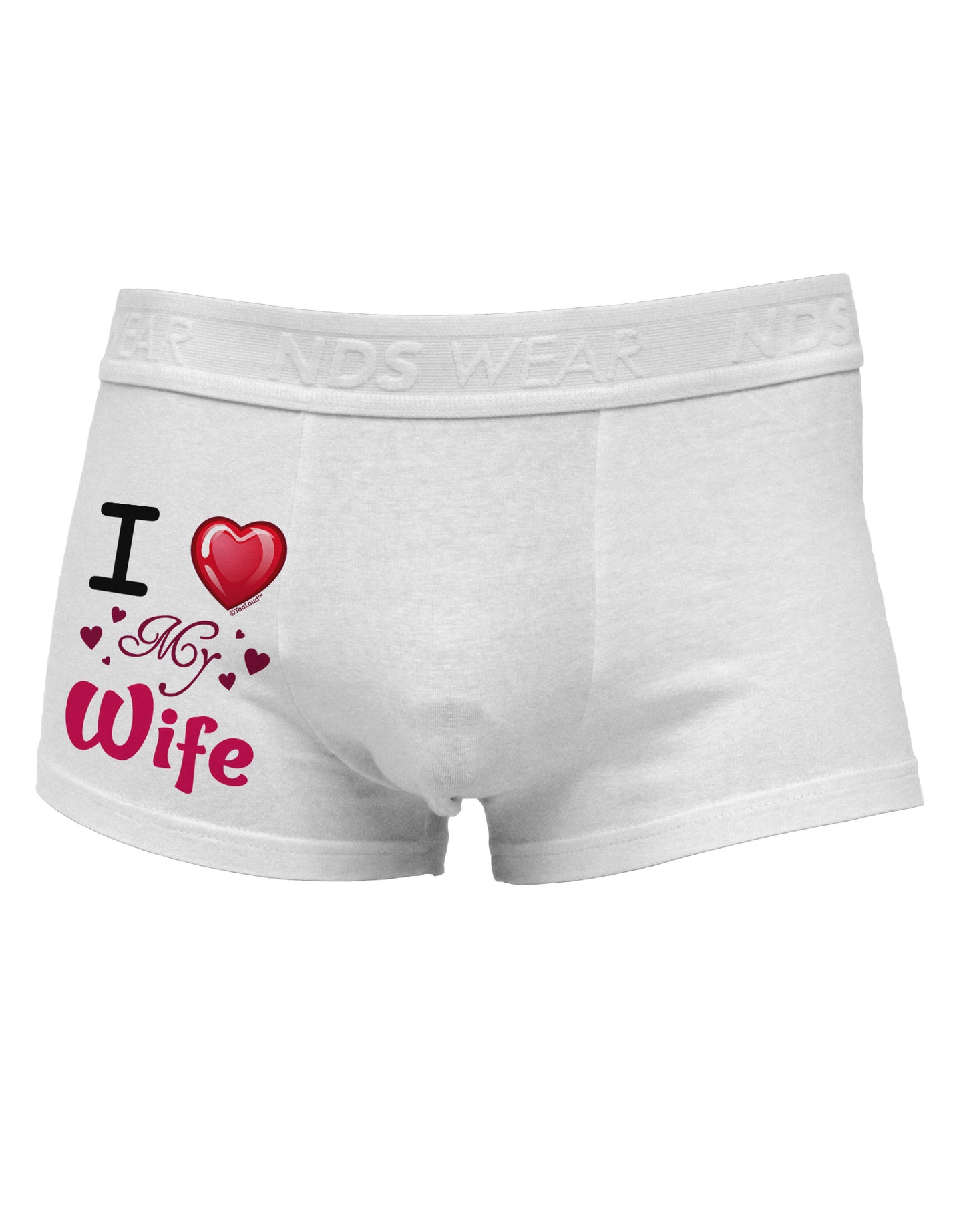 I Love Heart My Wife Side Printed Mens Trunk Underwear-Mens Trunk Underwear-NDS Wear-White-Small-Davson Sales