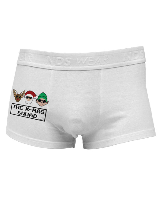 The X-mas Squad Text Side Printed Mens Trunk Underwear-Mens Trunk Underwear-NDS Wear-White-Small-Davson Sales