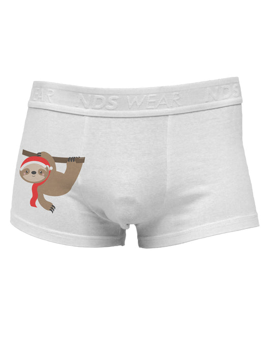 Cute Christmas Sloth with Santa Hat Side Printed Mens Trunk Underwear-Mens Trunk Underwear-NDS Wear-White-Small-Davson Sales