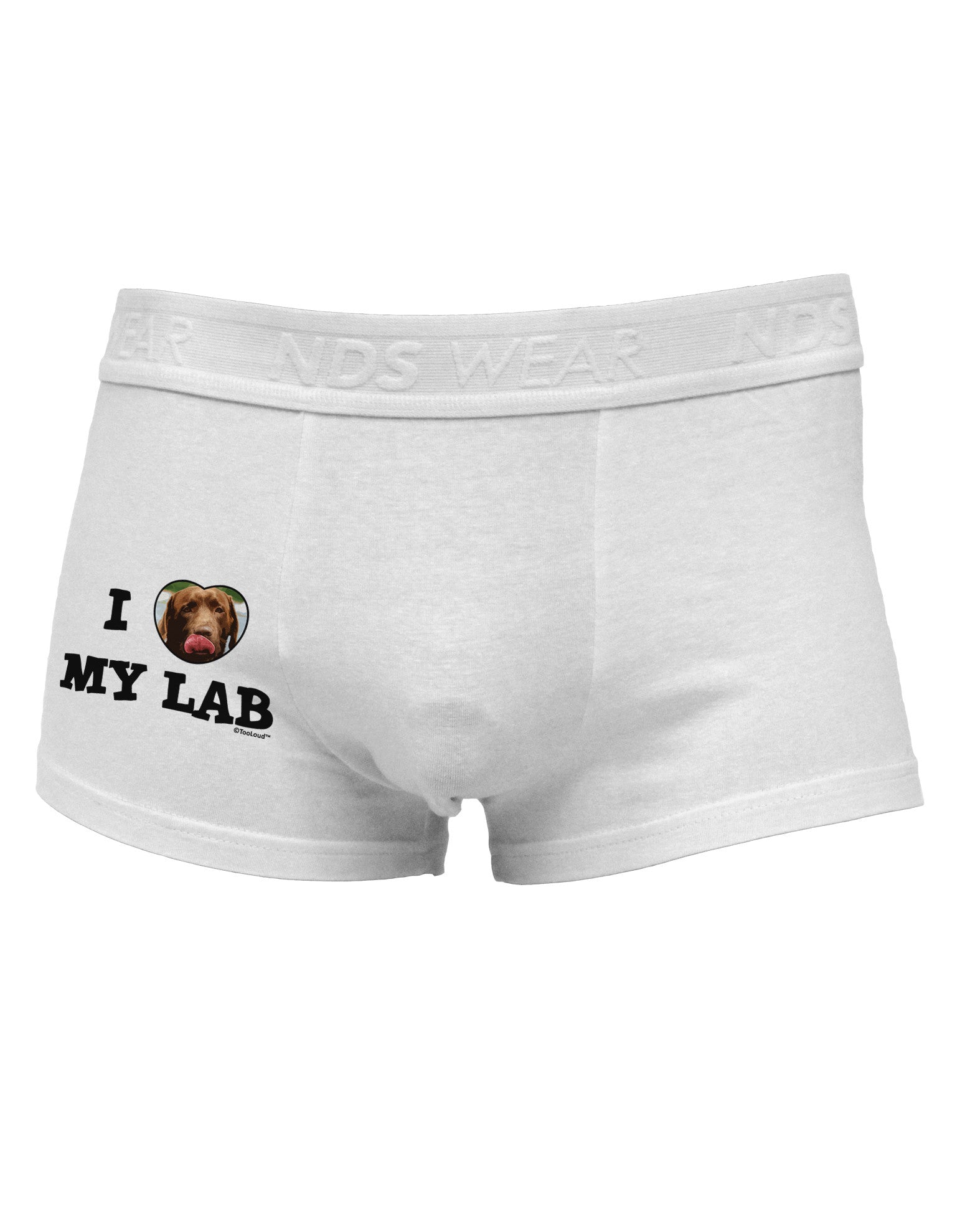 I Heart My Lab Side Printed Mens Trunk Underwear-Mens Trunk Underwear-NDS Wear-White-Small-Davson Sales