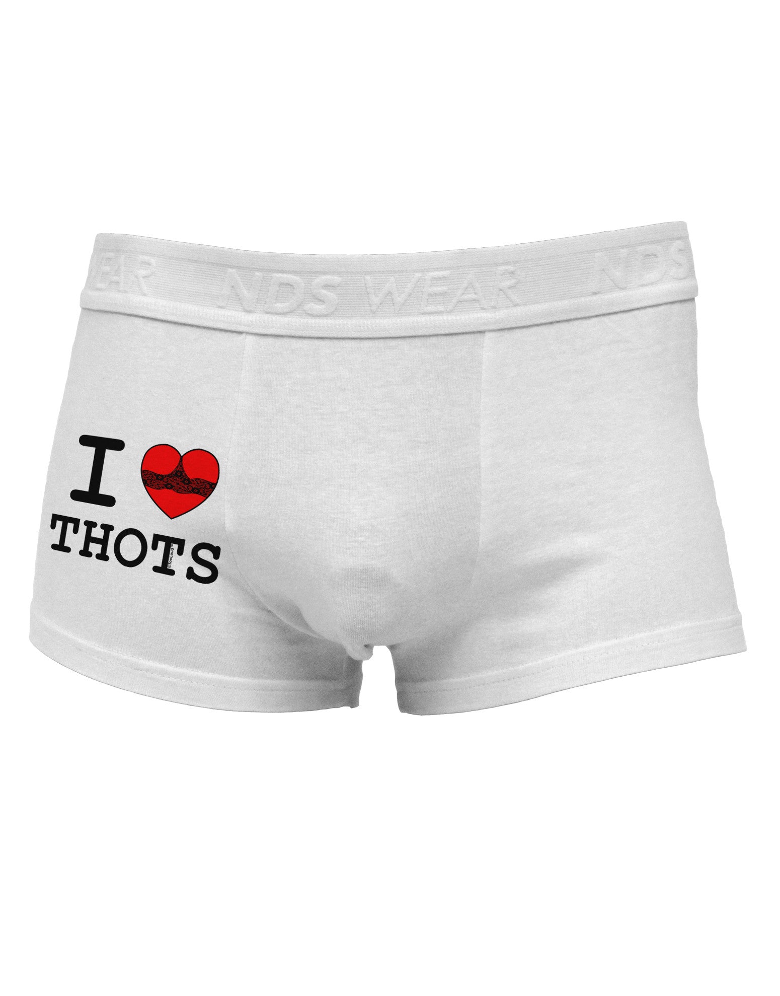 I Love Heart THOTS Side Printed Mens Trunk Underwear-Mens Trunk Underwear-NDS Wear-White-Small-Davson Sales