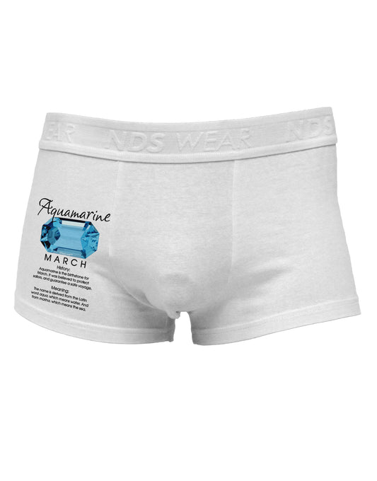 Birthstone Aquamarine Side Printed Mens Trunk Underwear-Mens Trunk Underwear-NDS Wear-White-Small-Davson Sales