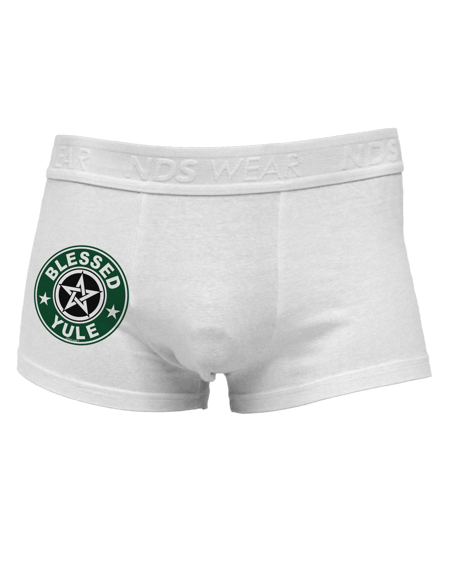 Blessed Yule Emblem Side Printed Mens Trunk Underwear by NDS Wear-Mens Trunk Underwear-NDS Wear-White-X-Large-Davson Sales
