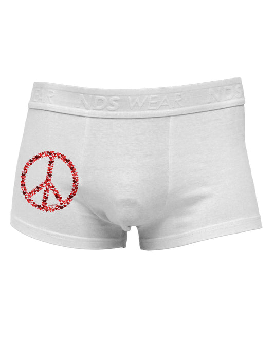 Peace Sign Hearts Red Side Printed Mens Trunk Underwear-Mens Trunk Underwear-NDS Wear-White-Small-Davson Sales