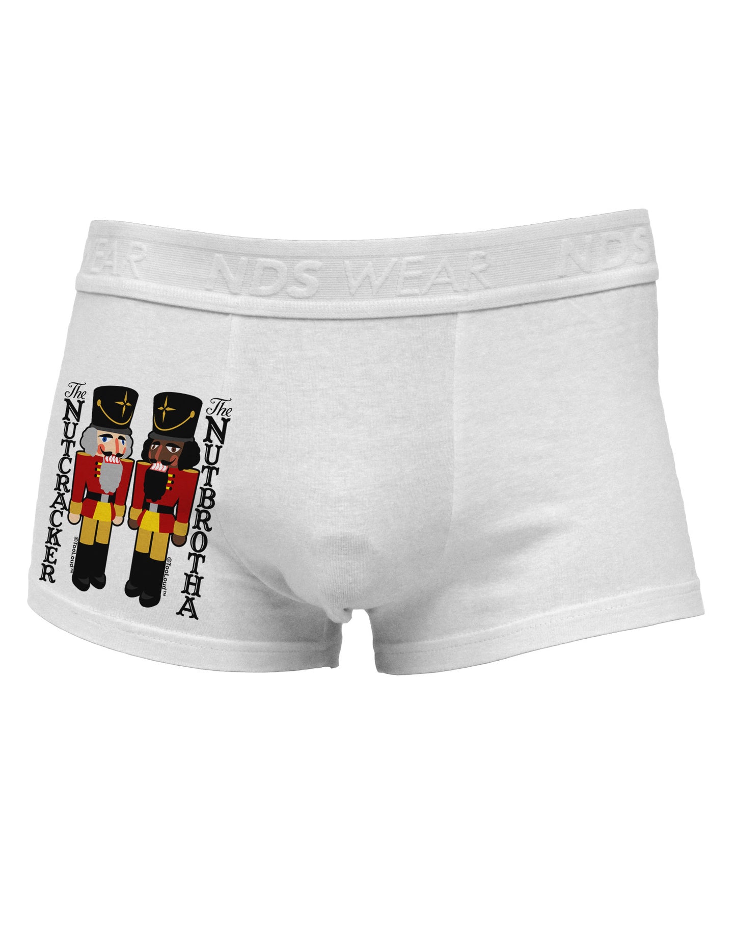 The Nutcracker and Nutbrotha Side Printed Mens Trunk Underwear by NDS Wear-Mens Trunk Underwear-NDS Wear-White-Small-Davson Sales