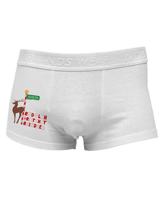 Rudolf Ratchet Reindeer Color Text Side Printed Mens Trunk Underwear-Mens Trunk Underwear-NDS Wear-White-Small-Davson Sales