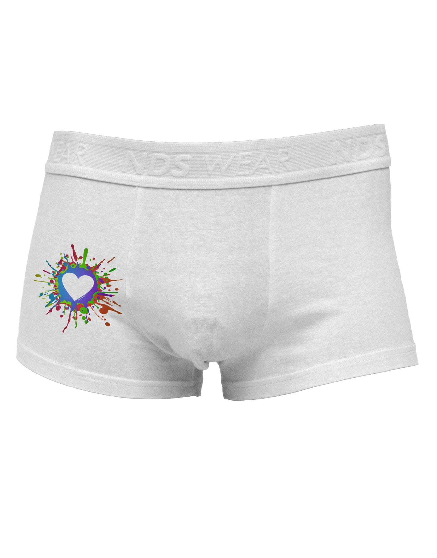 Heart Paint Splatter Side Printed Mens Trunk Underwear-Mens Trunk Underwear-NDS Wear-White-Small-Davson Sales