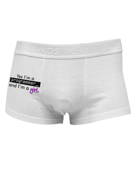 Yes I am a Programmer Girl Side Printed Mens Trunk Underwear-Mens Trunk Underwear-NDS Wear-White-Small-Davson Sales