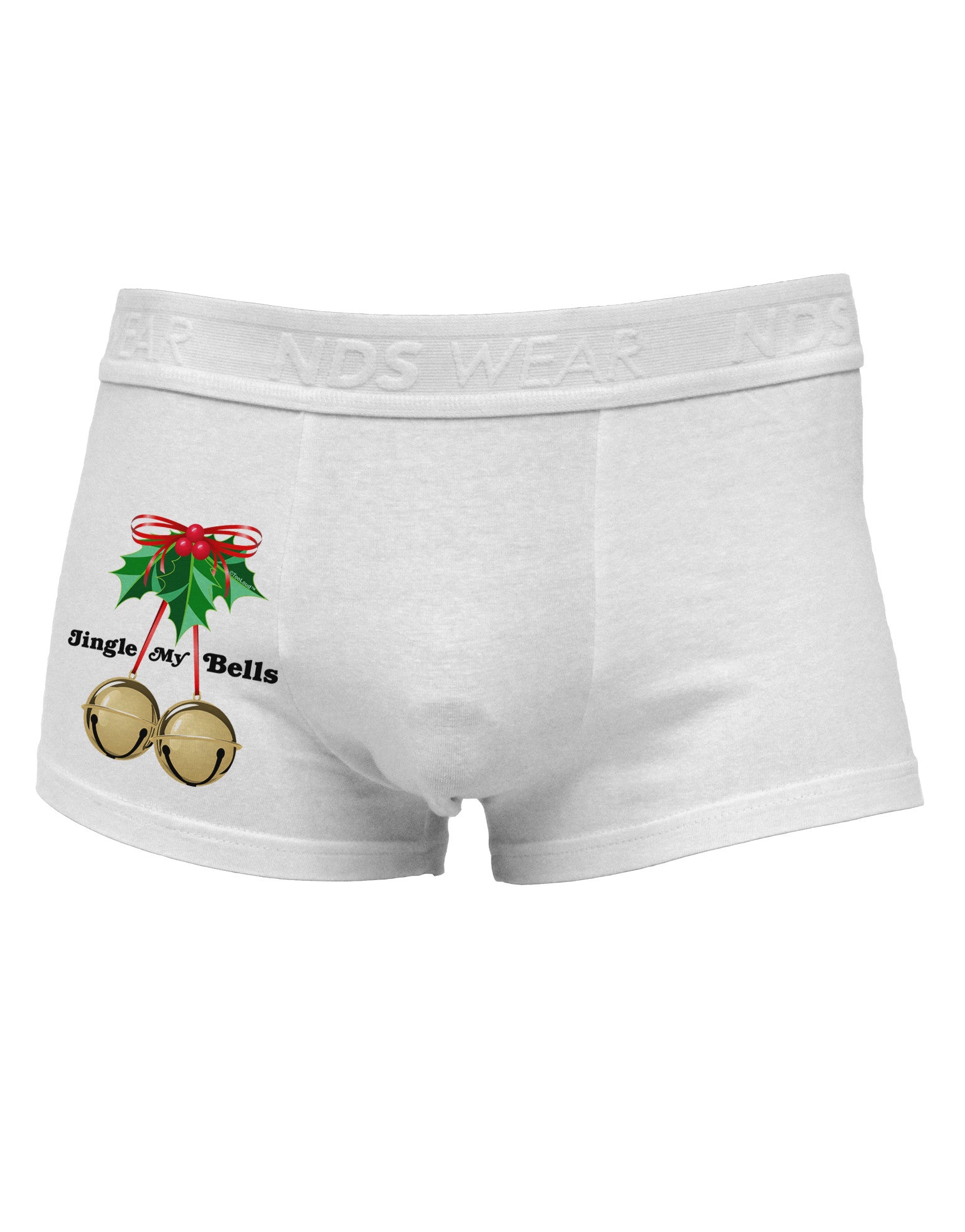 Jingle My Bells Side Printed Mens Trunk Underwear-Mens Trunk Underwear-NDS Wear-White-Small-Davson Sales