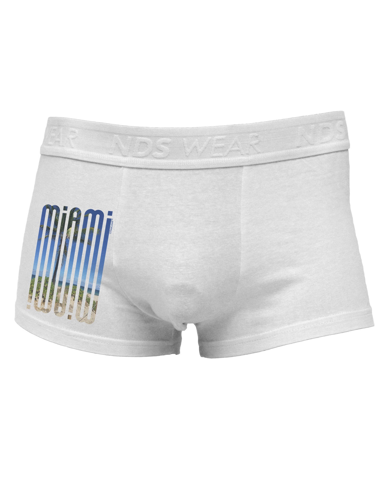 Miami Beach View Mirage Side Printed Mens Trunk Underwear-Mens Trunk Underwear-NDS Wear-White-Small-Davson Sales