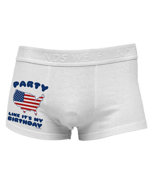 Party Like It's My Birthday - 4th of July Side Printed Mens Trunk Underwear-Mens Trunk Underwear-NDS Wear-White-Small-Davson Sales