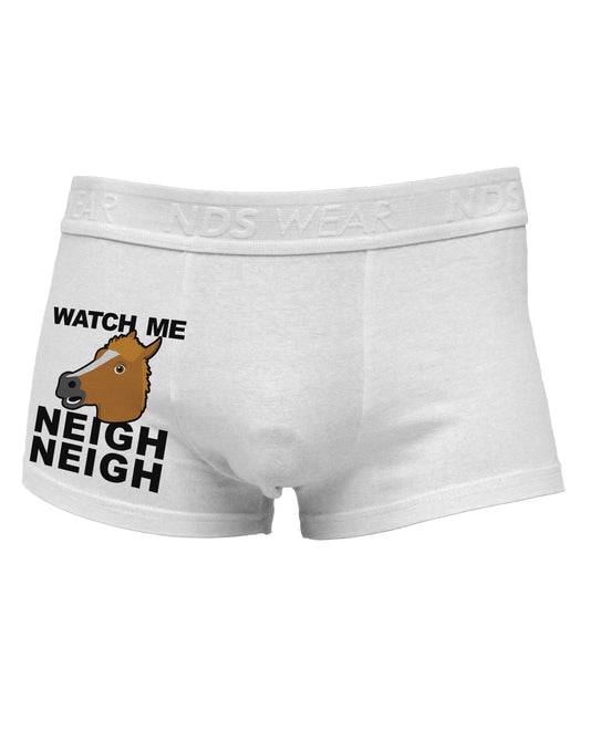 TooLoud Watch Me Neigh Neigh Side Printed Mens Trunk Underwear-Mens Trunk Underwear-NDS Wear-White-Small-Davson Sales