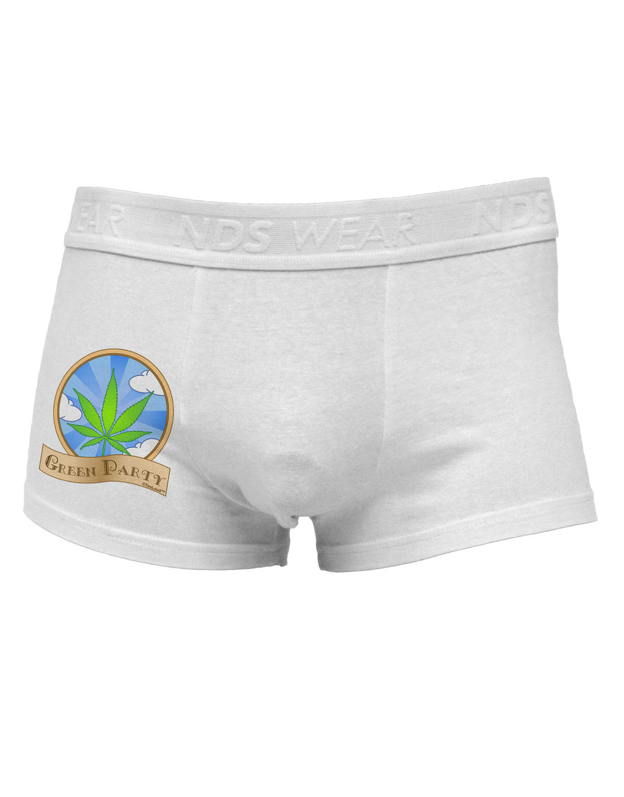 Green Party Symbol Side Printed Mens Trunk Underwear-Mens Trunk Underwear-NDS Wear-White-Small-Davson Sales