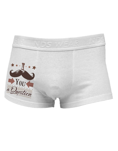 I Mustache You a Question Side Printed Mens Trunk Underwear-Mens Trunk Underwear-NDS Wear-White-Small-Davson Sales