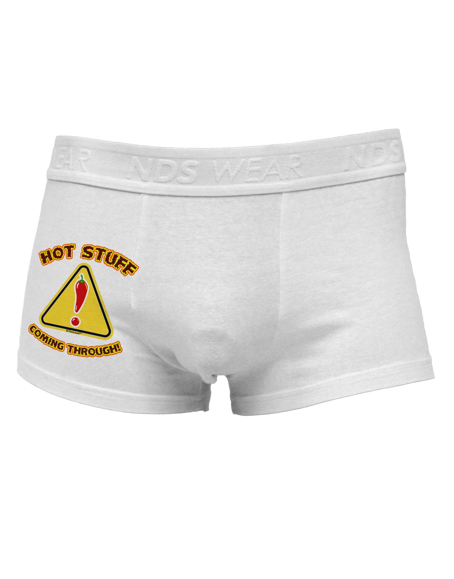Hot Stuff Coming Through Side Printed Mens Trunk Underwear-Mens Trunk Underwear-NDS Wear-White-Small-Davson Sales