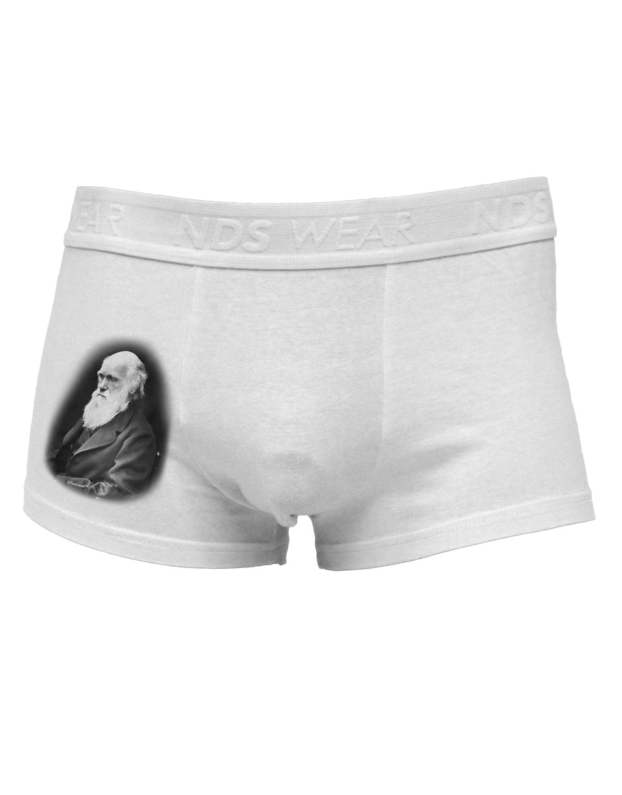 Charles Darwin Black and White Side Printed Mens Trunk Underwear by TooLoud-Mens Trunk Underwear-NDS Wear-White-Small-Davson Sales