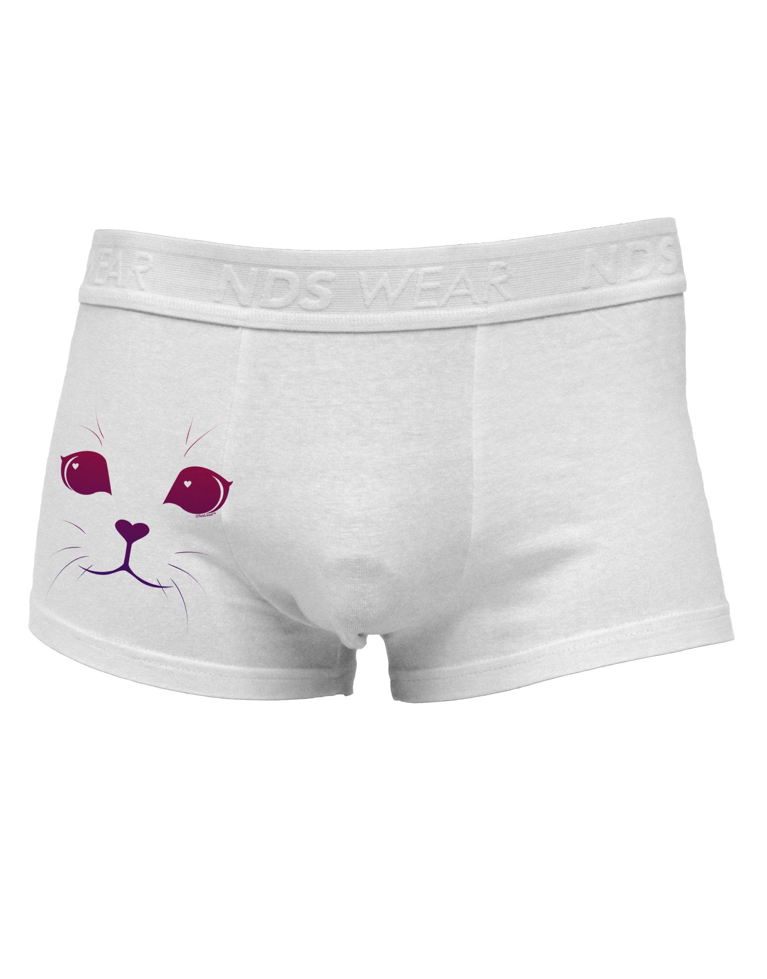Heart Kitten Side Printed Mens Trunk Underwear by NDS Wear-Mens Trunk Underwear-NDS Wear-White-Small-Davson Sales