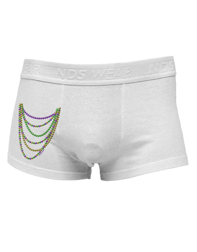 Mardi Gras Beads Necklaces Side Printed Mens Trunk Underwear-Mens Trunk Underwear-NDS Wear-White-Small-Davson Sales