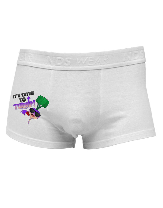It's Thyme To Turnip Side Printed Mens Trunk Underwear-Mens Trunk Underwear-NDS Wear-White-Small-Davson Sales