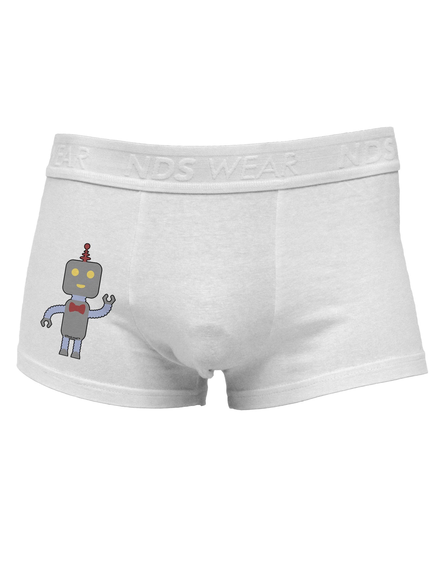 Cute Robot Male Side Printed Mens Trunk Underwear-Mens Trunk Underwear-NDS Wear-White-Small-Davson Sales