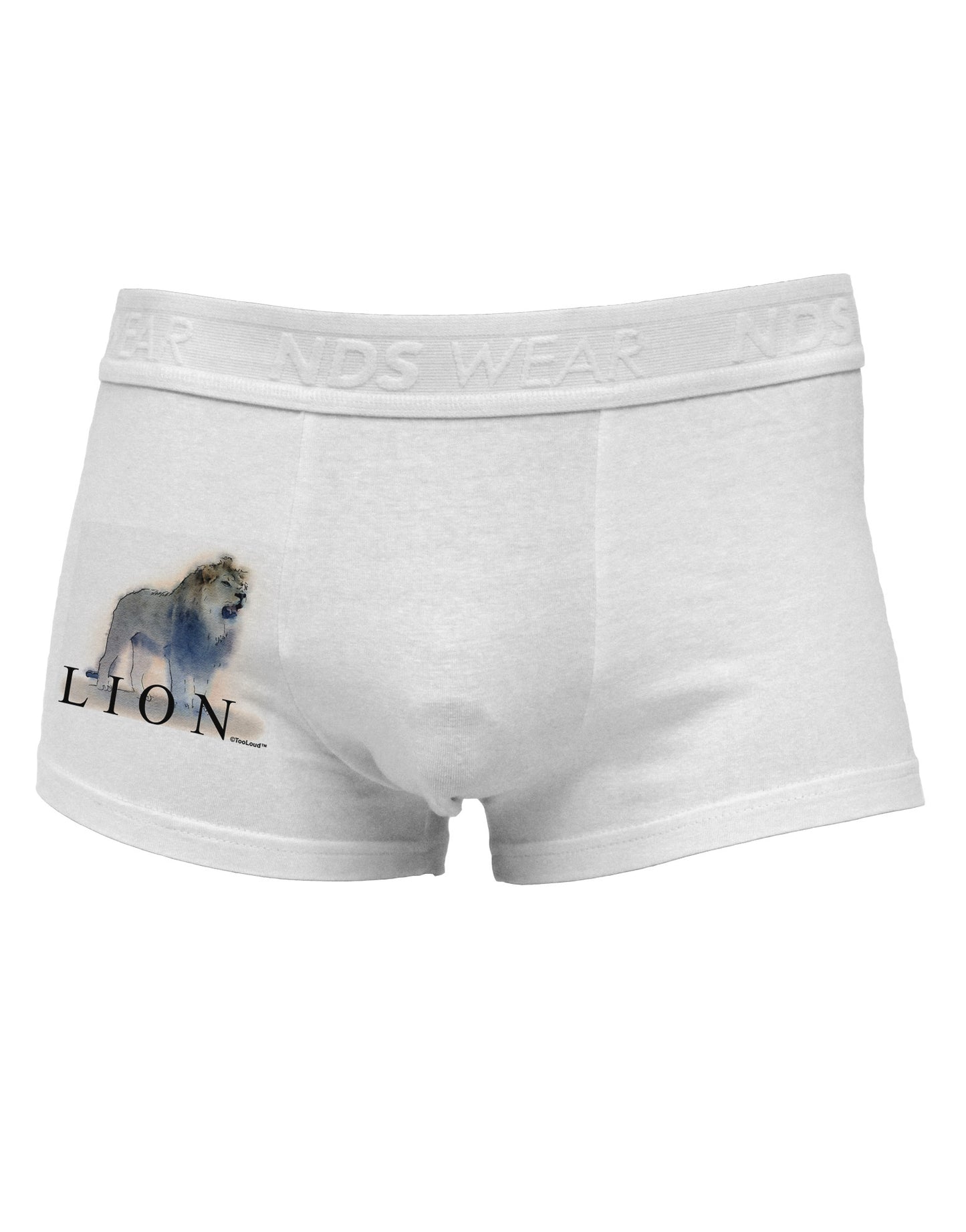Lion Watercolor B Text Side Printed Mens Trunk Underwear-Mens Trunk Underwear-NDS Wear-White-Small-Davson Sales
