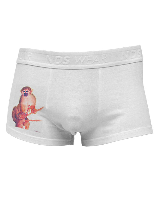 Monkey in Tree Watercolor Side Printed Mens Trunk Underwear-Mens Trunk Underwear-NDS Wear-White-Small-Davson Sales