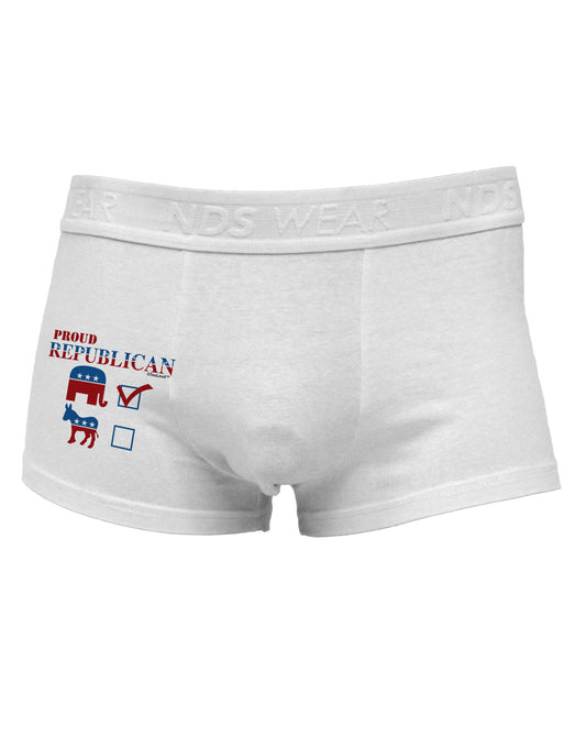 Proud Republican Checkmark Side Printed Mens Trunk Underwear-Mens Trunk Underwear-NDS Wear-White-Small-Davson Sales