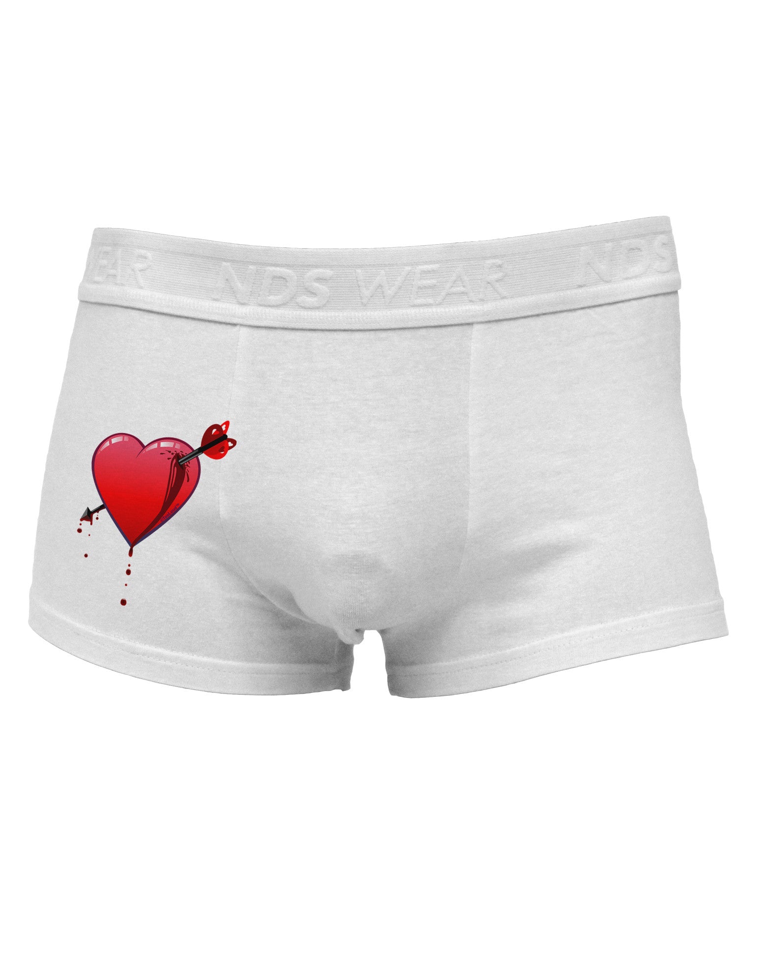 Shot Through the Heart Bleeding Side Printed Mens Trunk Underwear by NDS Wear-Mens Trunk Underwear-NDS Wear-White-Small-Davson Sales