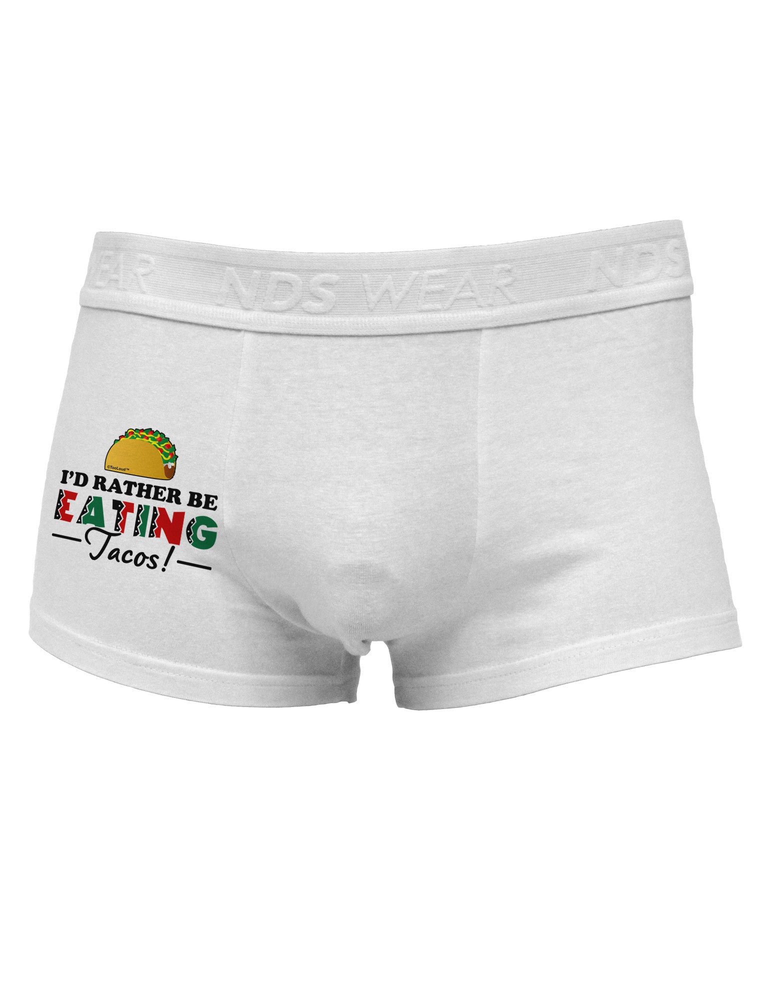 I'd Rather - Tacos Side Printed Mens Trunk Underwear-Mens Trunk Underwear-NDS Wear-White-Small-Davson Sales