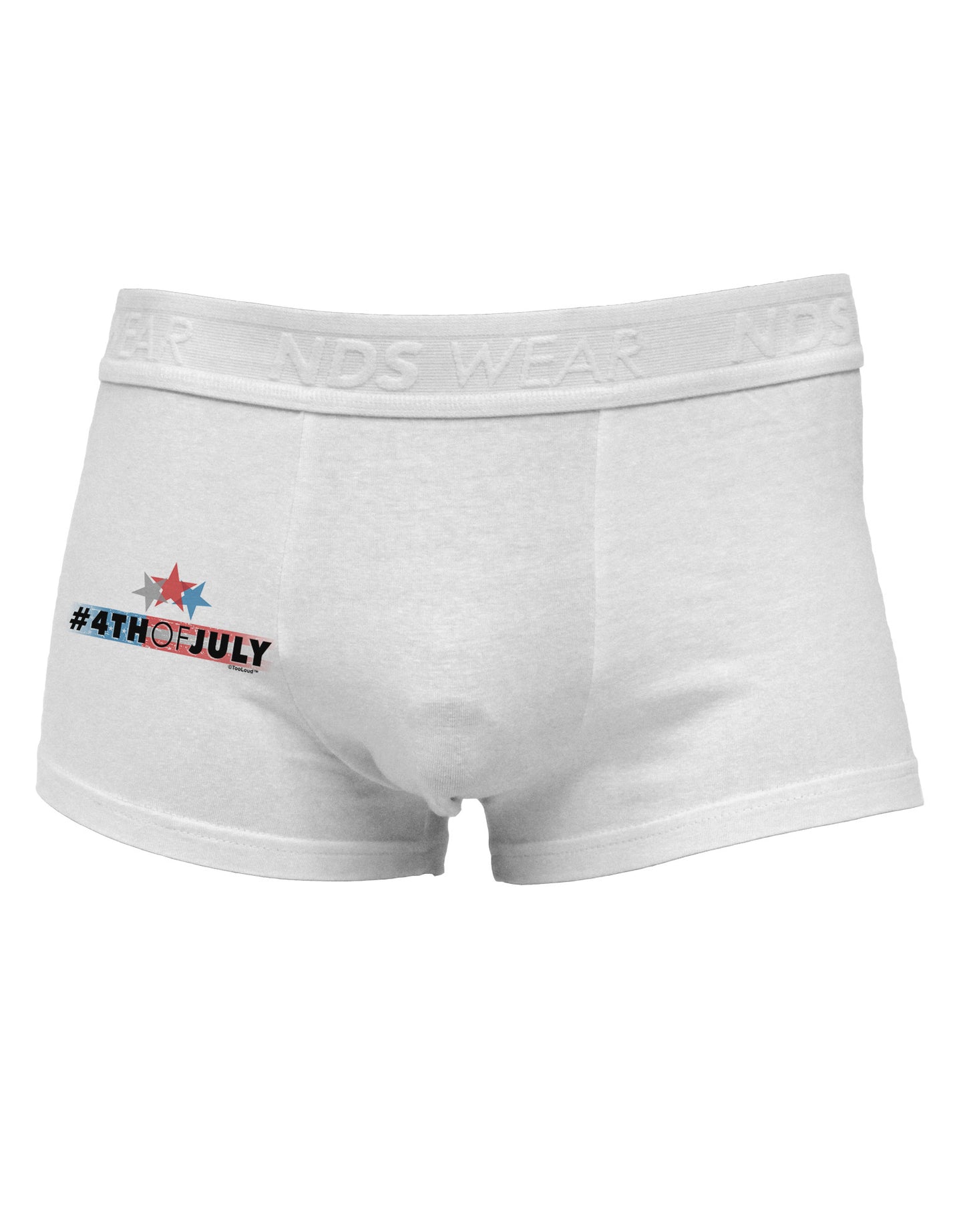 Hashtag 4th Of July Side Printed Mens Trunk Underwear-Mens Trunk Underwear-NDS Wear-White-Small-Davson Sales