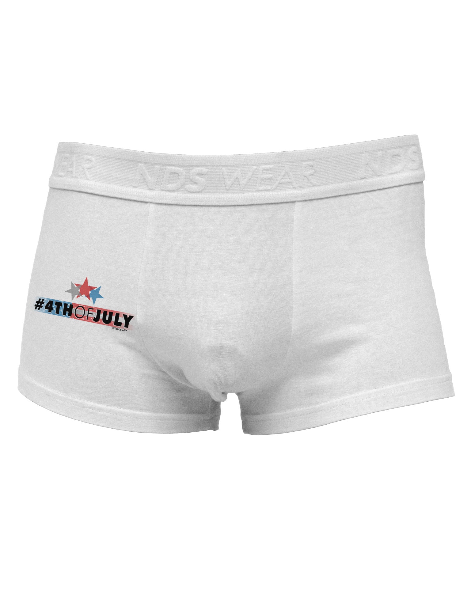 Hashtag 4th Of July Side Printed Mens Trunk Underwear-Mens Trunk Underwear-NDS Wear-White-Small-Davson Sales