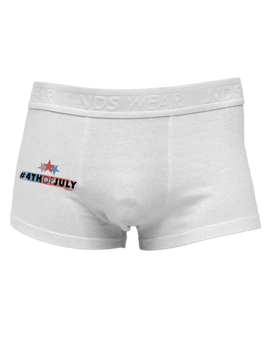 Hashtag 4th Of July Side Printed Mens Trunk Underwear-Mens Trunk Underwear-NDS Wear-White-Small-Davson Sales