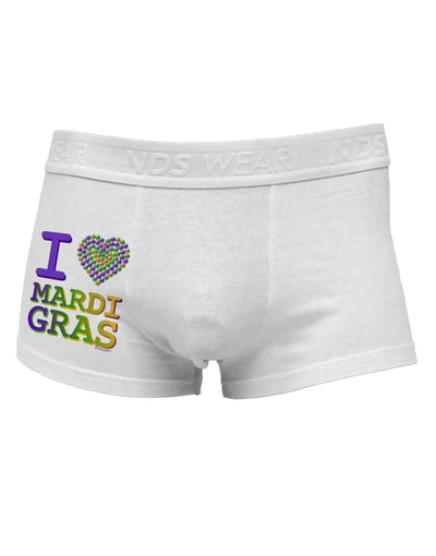 I Love Heart Mardi Gras Side Printed Mens Trunk Underwear-Mens Trunk Underwear-NDS Wear-White-Small-Davson Sales