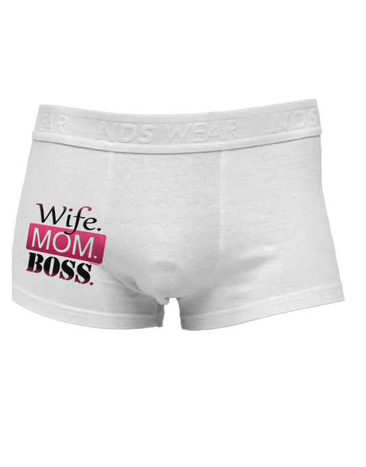 Wife Mom Boss Side Printed Mens Trunk Underwear-Mens Trunk Underwear-NDS Wear-White-Small-Davson Sales