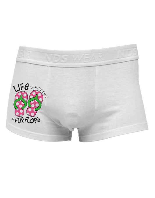Life is Better in Flip Flops - Pink and Green Side Printed Mens Trunk Underwear-Mens Trunk Underwear-NDS Wear-White-Small-Davson Sales