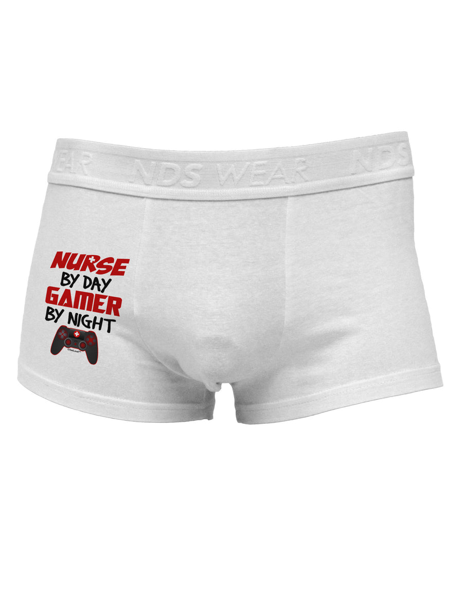 Nurse By Day Gamer By Night Side Printed Mens Trunk Underwear-Mens Trunk Underwear-NDS Wear-White-Small-Davson Sales
