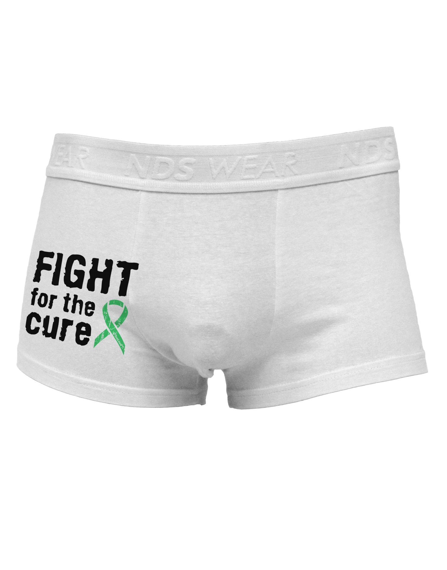 Fight for the Cure - Light Green Ribbon Celiac Disease Side Printed Mens Trunk Underwear-Mens Trunk Underwear-NDS Wear-White-Small-Davson Sales