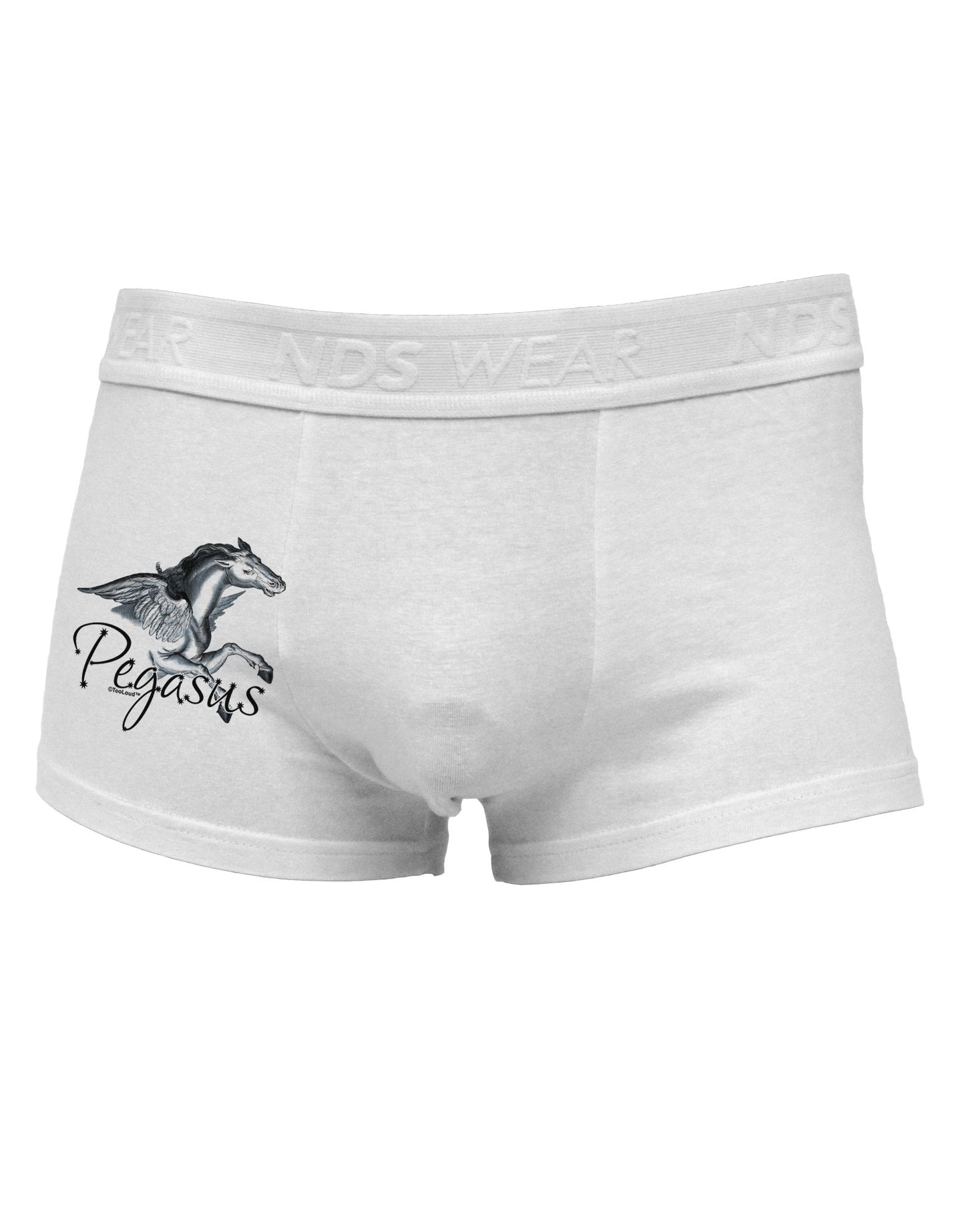 Pegasus Color Illustration Side Printed Mens Trunk Underwear-Mens Trunk Underwear-NDS Wear-White-Small-Davson Sales