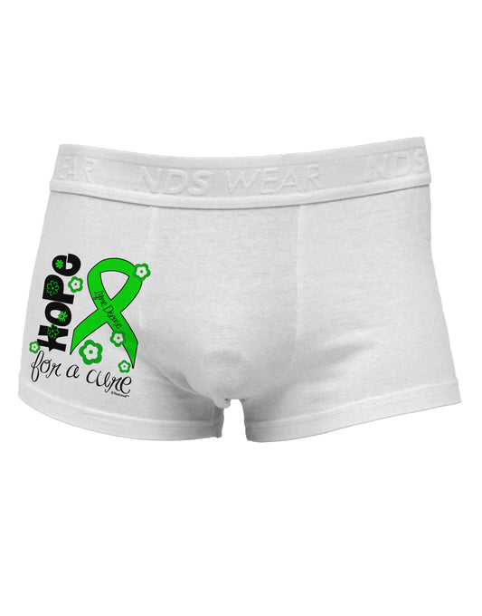 Hope for a Cure - Lime Green Ribbon Lyme Disease - Flowers Side Printed Mens Trunk Underwear-Mens Trunk Underwear-NDS Wear-White-Small-Davson Sales