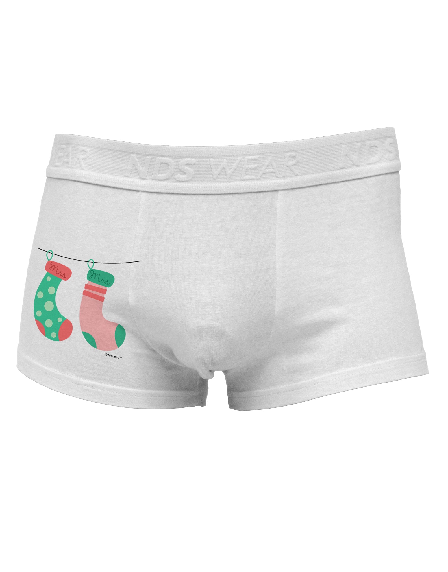 Cute Mrs and Mrs Christmas Couple Stockings Side Printed Mens Trunk Underwear by TooLoud-Mens Trunk Underwear-NDS Wear-White-Small-Davson Sales