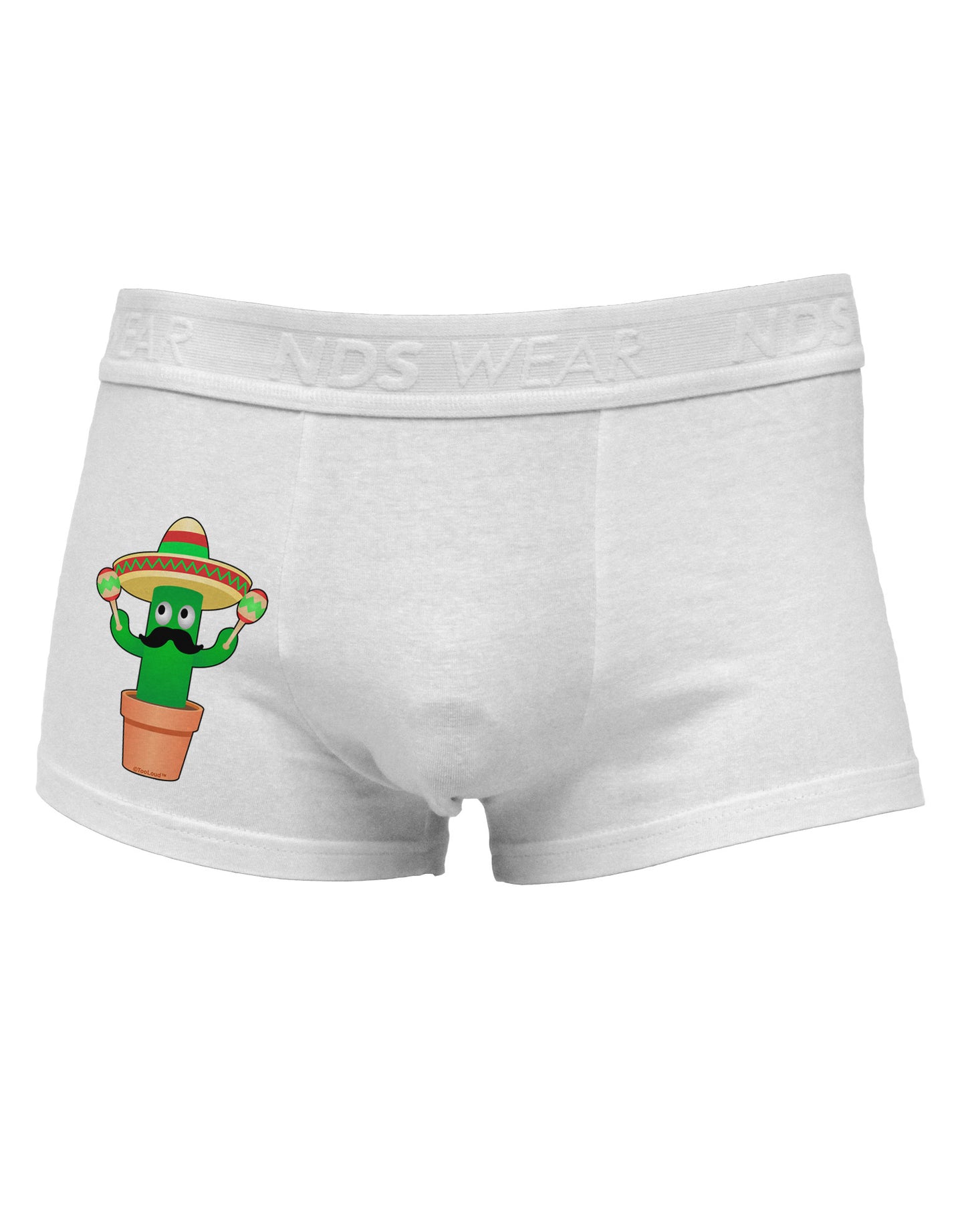 Fiesta Cactus Side Printed Mens Trunk Underwear-Mens Trunk Underwear-NDS Wear-White-Small-Davson Sales