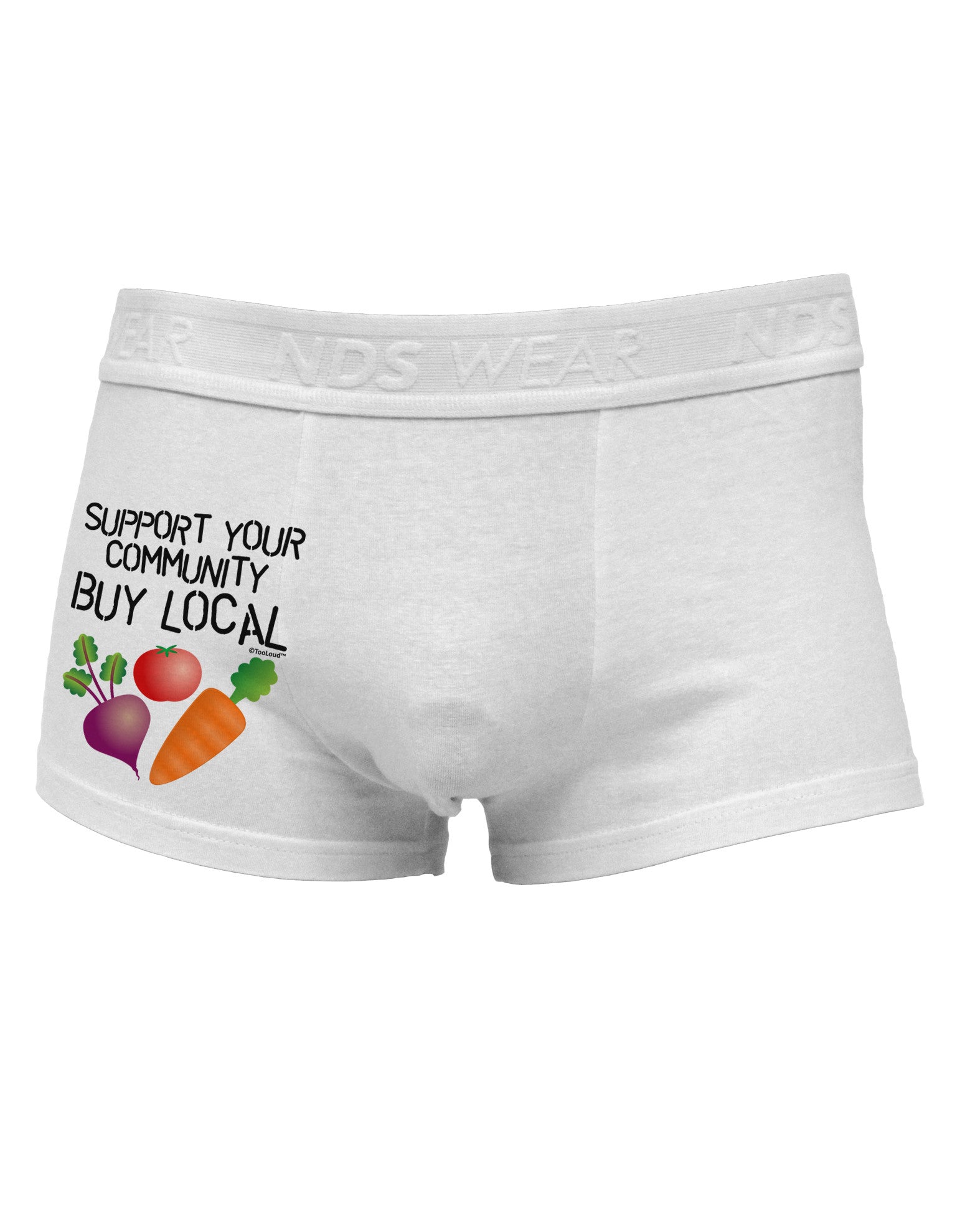 Support Your Community - Buy Local Side Printed Mens Trunk Underwear-Mens Trunk Underwear-NDS Wear-White-Small-Davson Sales