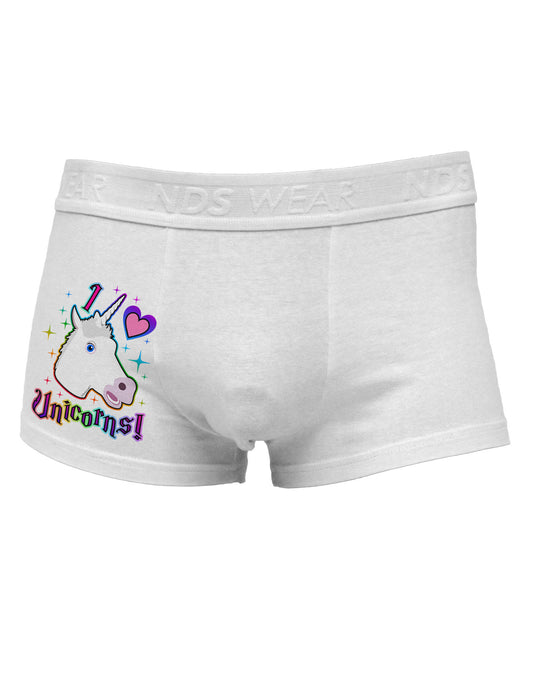 I love Unicorns Side Printed Mens Trunk Underwear-Mens Trunk Underwear-NDS Wear-White-Small-Davson Sales